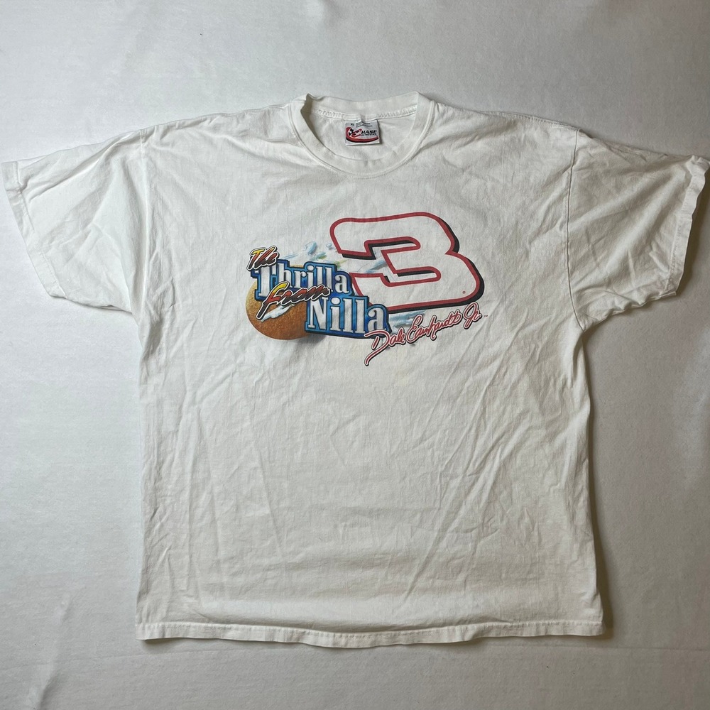 Dale Earnhardt Jr. Thrilla From Nilla XL Racing White T Shirt Chase Authentics
